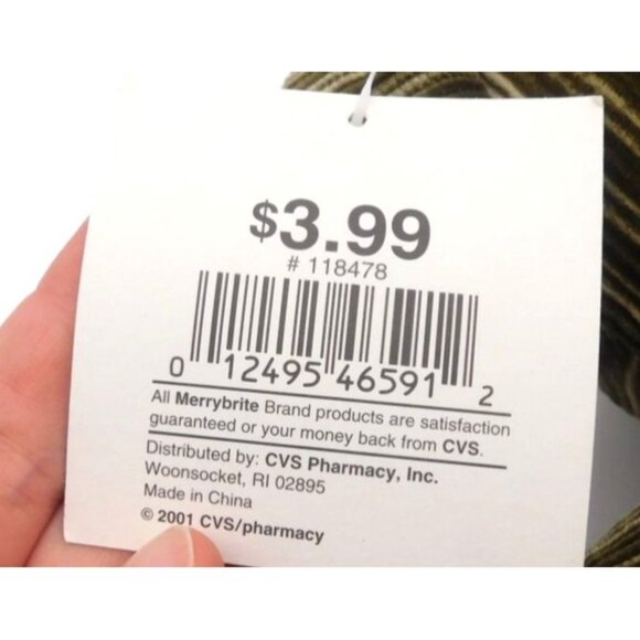 CVS Pharmacy Merry Brite Striped Corduroy Teddy Bear Plush with Tag 2001 - Picture 5 of 7